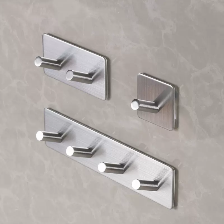 Self Adhesive Stainless Steel Hook Wall Key Coat Clothes Door Hanger Bag Holder Bathroom Kitchen Rustproof Towel Hooks
