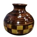 Dastkars Wooden Ghara Set| Introducing our exquisite Wooden Pitcher Set in brown check design with brass patterns. Perfect for Shadi ke Gharoli functions and a stunning décor piece for any living space.. 