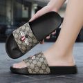 Men's Fashionable and Versatile One-Legged Lazy Slippers, Comfortable Beach Little Bee Checkered Slippers. 
