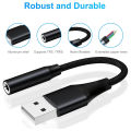 USB to 3.5mm Jack Audio Adapter for Headset, PC Windows, Laptop Mac, Desktops, for PS4 and More Device. 