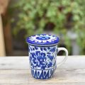 Mug|Mug with Lid|Handmade And Handpainted|Multani Blue Pottery|Coffee Mug. 