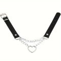 Personalized Fashion Punk Hip-Hop Gothic Peach Heart Shaped Chain Collar Necklace Trend Leather Love Heart Collar.