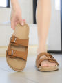 Men's Summer Fashion Suede Upper Slippers Thick-Soled Wear-Resistant Soft-Soled Comfortable Slip-On Casual Buckle Sandals. 