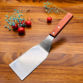 Stainless Steel Square Head Steak Cooking Spatula Wood Handle Pizza Shovel Pancake Beef Turner Scraper BBQ Utensils For Kitchen. 