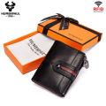 HUMERPAUL 100% Genuine Leather Mens Casual Wallet RFID Blocking Credit Card Holder with Zipper Coin Pocket Short Male Clutch Bag. 