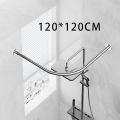 Punch-Free Shower Curtain Pole Arc L-Shaped Stainless Steel Retractable Rail Rod White/black Telescopic Rod. 