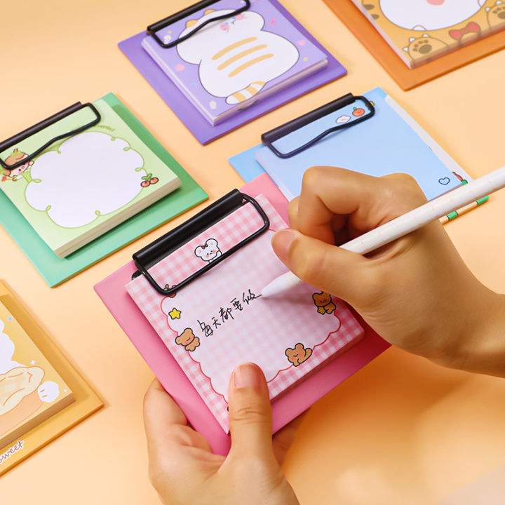 1pcs Cartoon Board Clip Sticky Note Book Student Ins Girl Memo Sticky ...