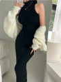 Red Skinny Sexy Turtleneck Midi Dress Women Evening Party Ladies Elastic Hip Wrap Elegant Bodycon Dresses Y2k Clothing. 