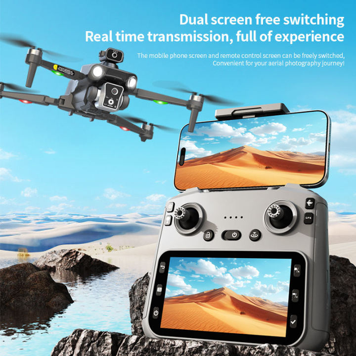 Pro UAV Drone with 4K Camera, Folding Aerial Photography Drone Brushless Motor Mobile Phone Control Multiple Flight Modes 360° Obstacle Avoidance RC Quadcopter Headless Mode. D