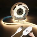 1m-5m USB COB LED Strip Light 5V 320LEDs/m DIY TV Mirror Backlight Flexible Ribbon Tape Touch Sensor Dimmable Kitchen Room Lamp.