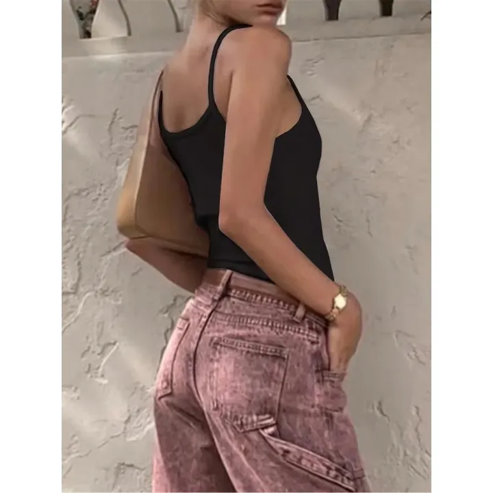 Plus%20Size%201XL-5XL%20Solid%20Color%20Women's%20Solid%20Color%20Spaghetti%20Strap%20Vest%20Ladies%20Sleeveless%20O-neck%20Tank%20Tops%20-%20Image%205