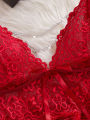 Summer Women's Pajamas  Red Lingerie Night Dress Lace See Through Nightdress Sleepwear Elegant And Sensual Underwear Set. 