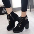 New Spring Winter Fashionable versatile Women Boots Lace-up Fashionable versatile Ladies Shoes comfortable High Heels Boots. 