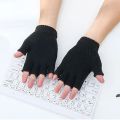 Black Half Finger Kittened Wool Hand Gloves for Men and Women.