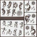 1 Set A4 and 6inch Kokopelli Stencils Tribal Style Painting Templates for Wall Fabric Canvas Bag DIY Decor. 