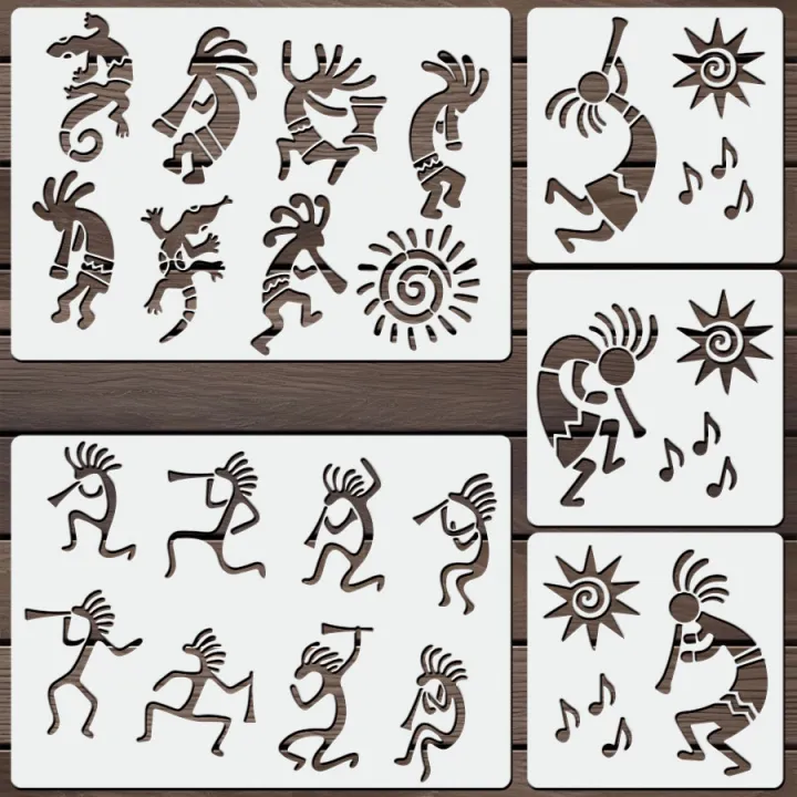 1%20Set%20A4%20and%206inch%20Kokopelli%20Stencils%20Tribal%20Style%20Painting%20Templates%20for%20Wall%20Fabric%20Canvas%20Bag%20DIY%20Decor%20-%20Image%202