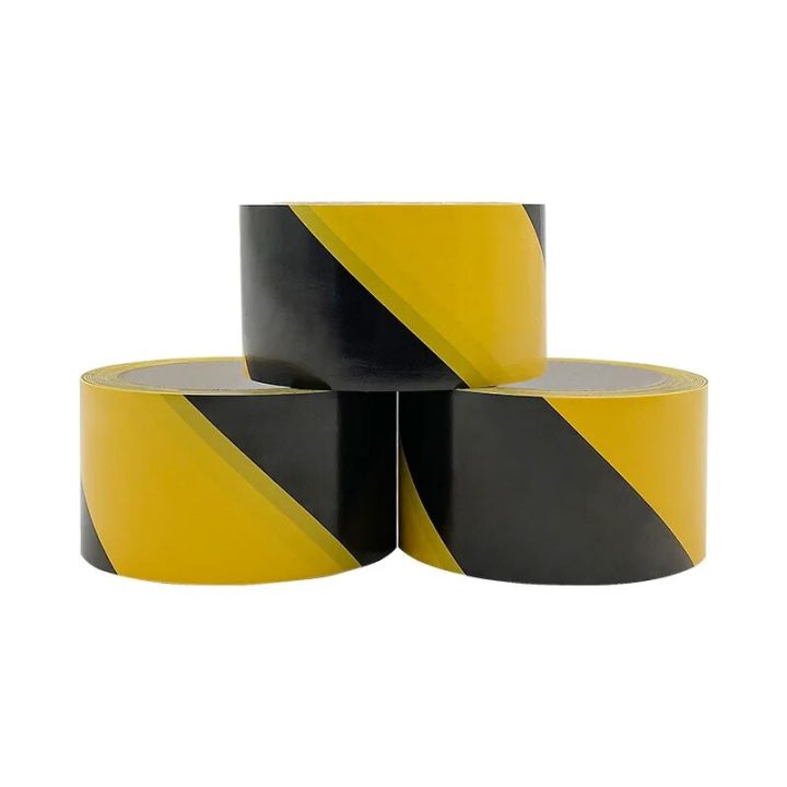 Black And Yellow PVC Warning Tape, Warehouse Floor Markings, Waterproof Zebra Crossing Safety Signs