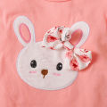 3PCS Baby Girl Clothes Outfits for 0-18 Months Ruffled Sleeve Lovely Rabbit Bodysuit+Flower Shorts+Headband Summer Casual Wear. 