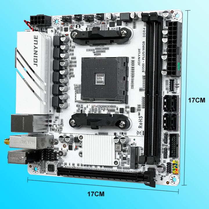 JGINYUE%20AMD%20AM4%20ITX%20Motherboard%20Supports%20Ryzen%20R3%20R5%20R7%20R9%201/2/3/4/5%20Series%20CPU%20DDR4%20RAM%20Desktop%20PC%20PCI-E%203.0%20B350i%20PLUS%20ARGB%20-%20Image%202