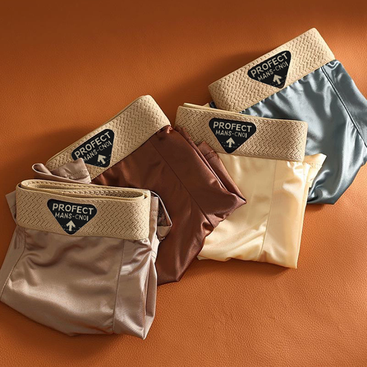 4-Piece%20Of%20Men's%20Underwear%20Summer%20Silk%20Thin%20Breathable%20Ice%20Silk%20Flat%20Angle%20Pants%20Solid%20Color%20Comfortable%20Casual%20Men's%20Underwear%20-%20Image%202