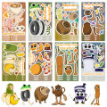 8/32Sheets Tung Tung Sahur Italian Brainrot Animals Make A Face DIY Assemble Jigsaw Stickers Educational. 