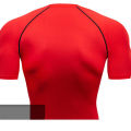 Men's compression running T-shirt fitness tight short sleeved T-shirt training jogging shirt gym sportswear quick drying.