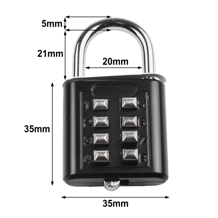8-digit%20Combination%20Outdoor%20Button%20Waterproof%20Fixed%20Random%20Code%20Padlock%20Zinc%20Alloy%20Luggage%20Travel%20Smart%20Lock%20With%20Key%20Anti-theft%20-%20Image%205