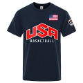 USA Basketballer Printed Street Casual T-Shirts Men Loose Oversize Clothing Breathable Cotton Short Sleeve Fashion Hip Hop Tees. 