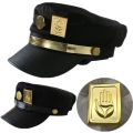 JoJo's Bizarre Adventure Kujo Jotaro Cosplay Cap Unisex Adult Metal Badge Hat Prop. 