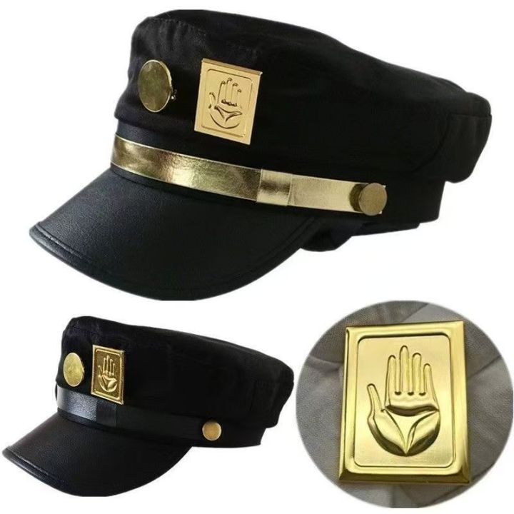 JoJo's%20Bizarre%20Adventure%20Kujo%20Jotaro%20Cosplay%20Cap%20Unisex%20Adult%20Metal%20Badge%20Hat%20Prop%20-%20Image%206