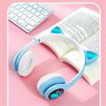 Cute Cat Ear Wireless Headphones with RGB Lights – Bluetooth 5.0 Headband Headset with Mic for Kids & Teens (Phone & PC). 