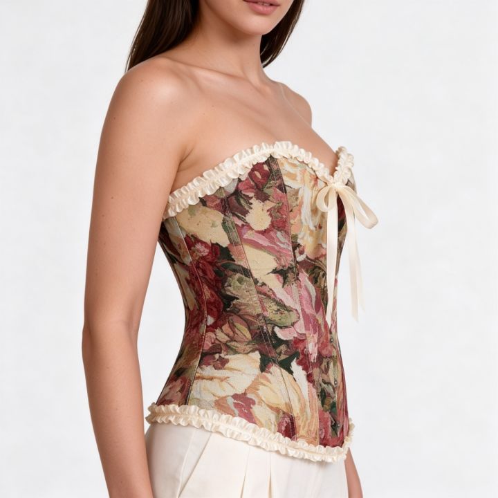 Women%20Overbust%20Corset%20Vintage%20Floral%20Tapestry%20Halloween%20Costume%20Sweetheart%20Front%20Busk%20Ruffle%20Back%20Lace%20Up%20Boned%20Waist%20Cincher%20-%20Image%204