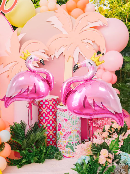 2pcs Flamingo Shaped Aluminum Foil Balloon, Large Balloon Used As Birthday , Party Decoration, Wedding