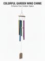 Multicolored Wind Chime - Decorative Hanging – 5-Pipe Tuned Aluminum Tubes with Wooden Top – Indoor and Outdoor Relaxing Melodic Sound for Home, Balcony, Garden, & Patio Decoration. 