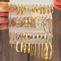 Fashion Geometric Hoop Earring Twisted Pattern Multi-Element Inlaid Imitation Pearl C-shaped Earring Women's Daily Party Jewelry.
