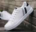 Sneakers for men white plain lace up trendy model classic shoes. - Shoes For Men. 