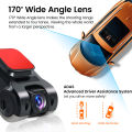 Car Android Navigator USB HD 720P 170° DVR Driving Recorder Media Comes with ADAS Driving Assistance Function Recorder Night. 