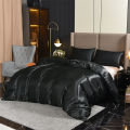 3pcs Satin Duvet Cover Set Bedding Sets Queen Black  Series Luxury Rich Silk Silky Soft Solid   Sexy Honeymoon Wrinkle Free. 