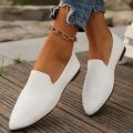 Women Solid Color Pointed Head Mesh Loafers Shallow Woman Soft Bottom Knit Ballet Flat Shoes Female Casual Slip on Boat Shoes. 