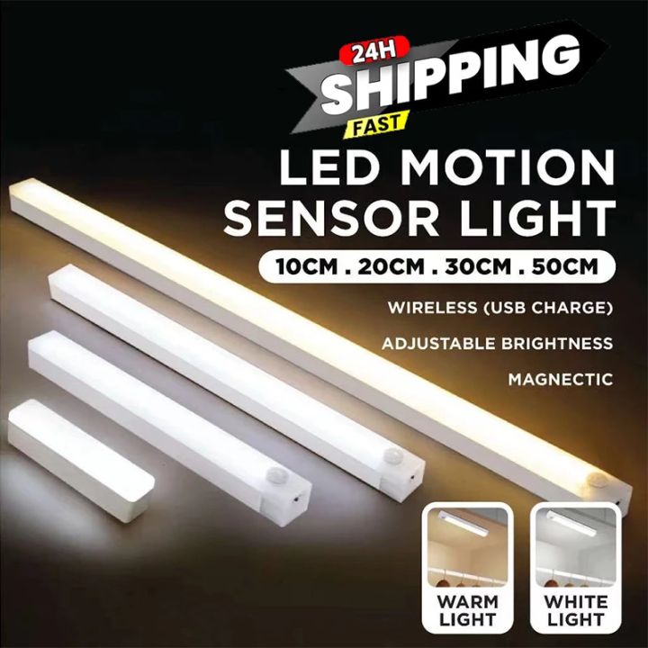 Motion Sensor LED Under Cabinet Lamp Dimmable Rechargeable Night Light ...