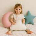 Soft Velvet Fancy Decorative Pack Of 3 Kids Room Cushion-Baby Cot Pillows-Babies Carry Nest Nursery Cushion Star Moon And Cloud Shape. 
