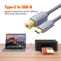 USB C to USB B 2.0 Printer Cable Braided Printer Scanner for Epson HP Canon Brother MacBook Pro Samsung MIDI Controlle Cable 3M. 