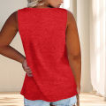 Women'S Plus Size Casual Tank Top with Button Detail - Sleeveless, Solid Color, Stretchy Fabric, Crew Neck, Oversized Fit for Su. 