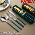 304 Tableware Set Portable Cutlery Set Dinnerware Set High Quality Stainless Steel Knife Fork Spoon Travel Flatware With Box. 