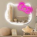 Hello Kitty Mirror Neon Sign For Wall Decor Cute Mirror Neon Sign For Bedroom Living Room Game Room Gifts For Girls Girlfriend. 