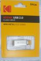 KODAK USB 2.0 Pen Drive K122 Metal USB Flash Disk 64GB Memory Stick Pendrive With String. 