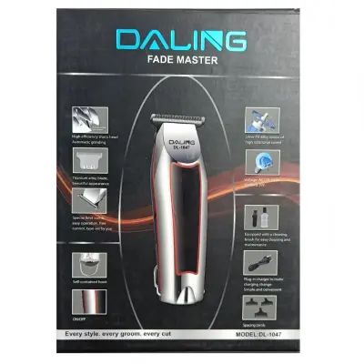 Daling DL-1047 Electric Rechargeable Hair and Beard Trimmer highly sharp precise 0.2mm accurate cutting with 3 (11/2) clips Professional Hair Trimmer