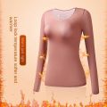 Women's Thermal Underwear Autumn Winter Bottoming Shirt Long-sleeved T-shirt Thin Thermal Top Second Women's Thermal Skin L-XL.