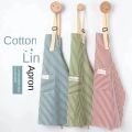 Kitchen Apron Fashionable Linen Striped Aprons For Restaurant Work Chef Waiter Adjustable Size Household Kitchen Cleaning Apron. 