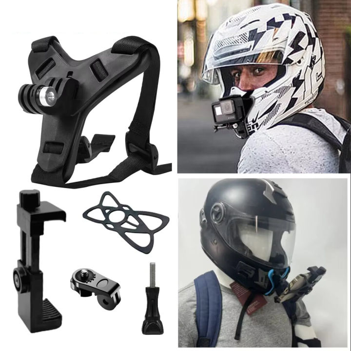 Motorcycle Helmet Strap Mount Cellphone Stand Holder For Camera Mobile Phone Support Live Cycling Record Camera Phone Bracket